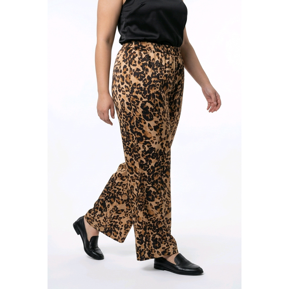NWT DKNY Women's Leopard Print Wide Leg Pants Animal Print Lounge Tan XL NWT